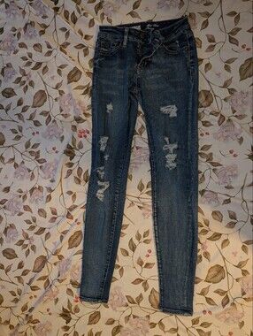 Warehouse Blue Ripped Skinny Jeans Size 24